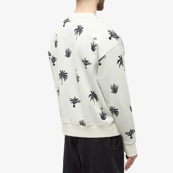 Jil Sander Men's Palm Tree Intarsia Cotton Crew Knit - Picture 2 of 11